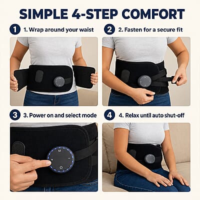 Livmore Rechargeable Waist Massager with Heat and Vibration Therapy-Black