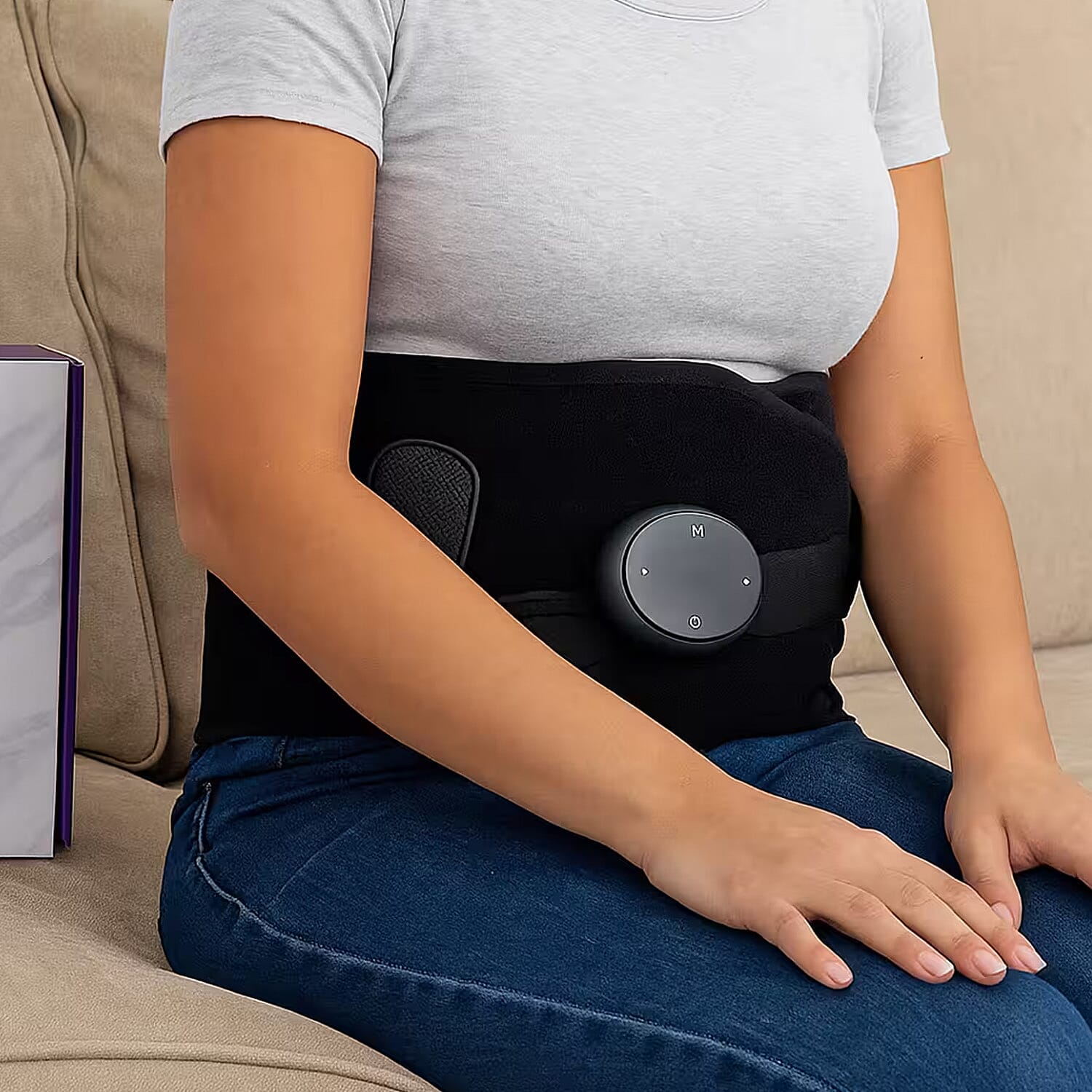 Livmore Rechargeable Waist Massager with Heat and Vibration Therapy-Gray