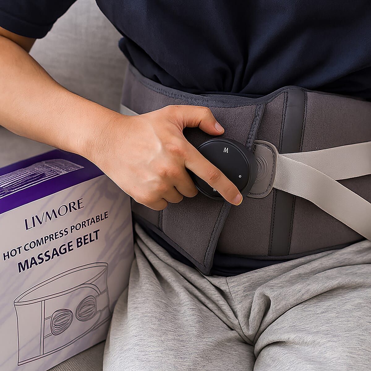 Livmore Rechargeable Waist Massager with Heat and Vibration Therapy-Gray image number 1