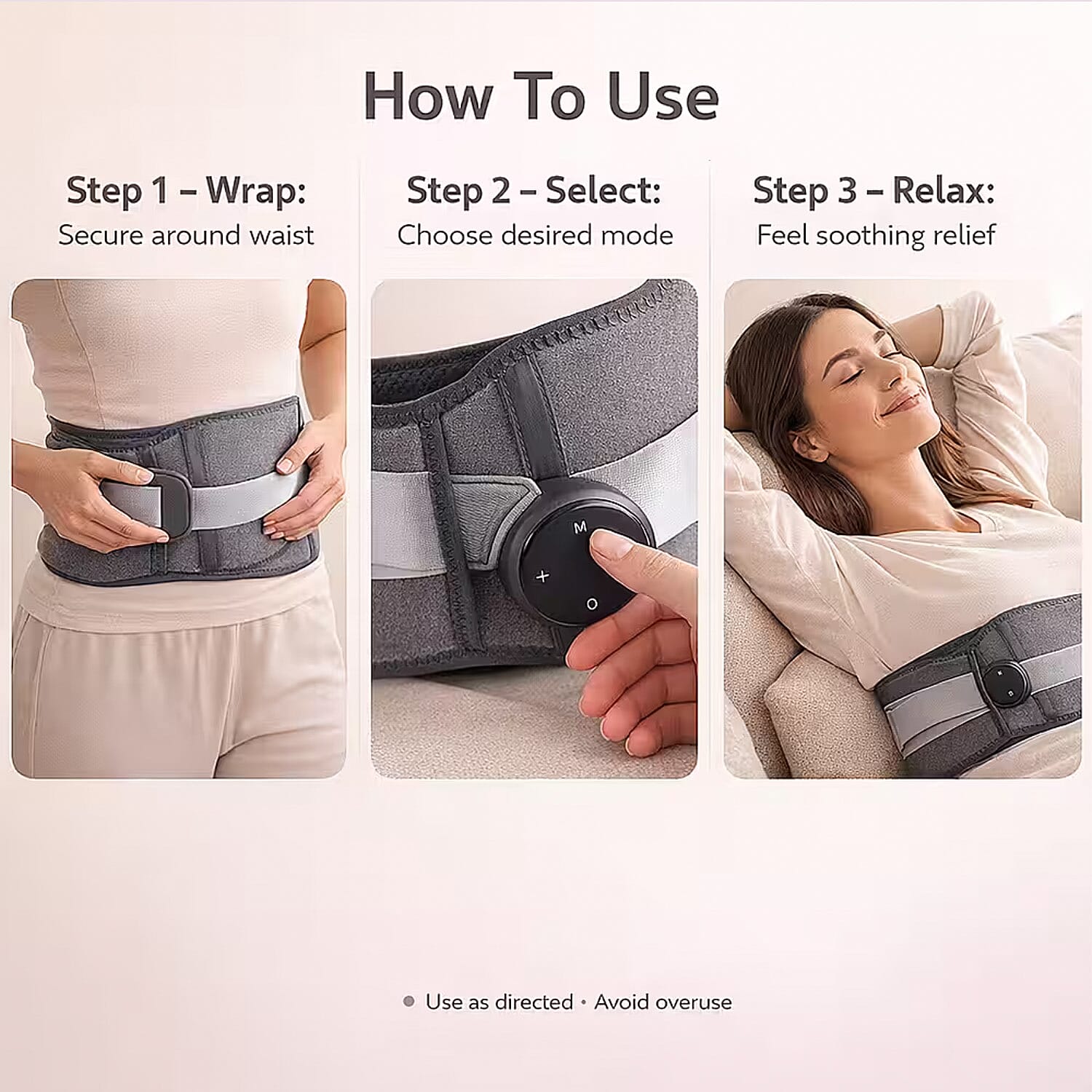Livmore Rechargeable Waist Massager with Heat and Vibration Therapy-Gray