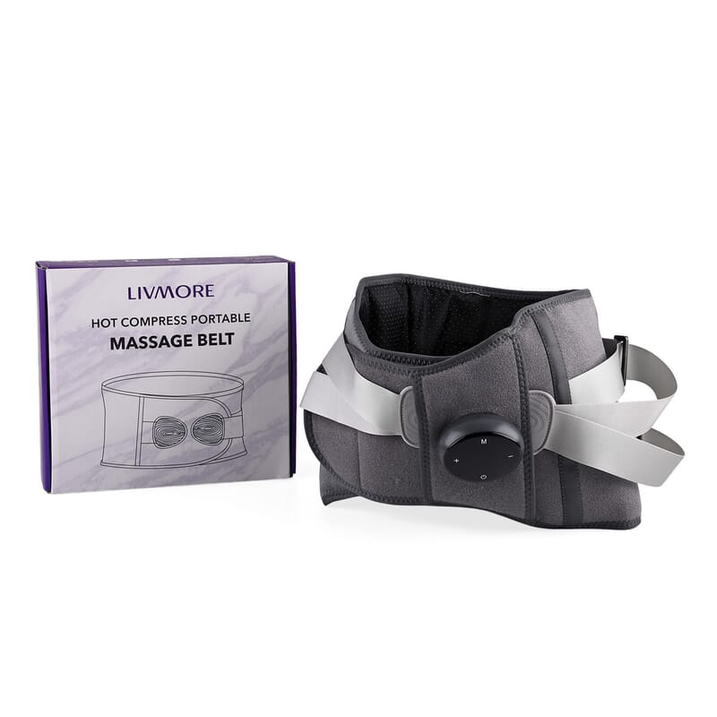 Livmore Rechargeable Waist Massager with Heat and Vibration Therapy-Gray