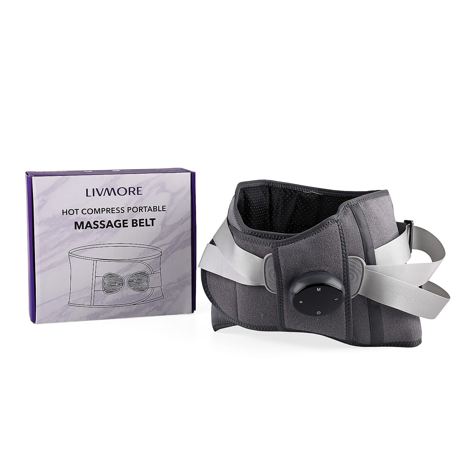 Livmore Rechargeable Waist Massager with Heat and Vibration Therapy-Gray