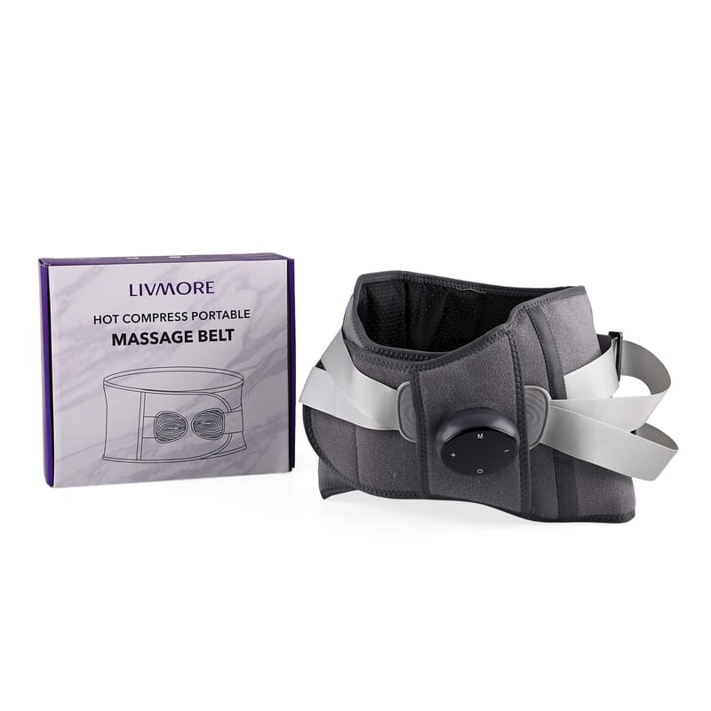 Livmore Rechargeable Waist Massager with Heat and Vibration Therapy-Gray