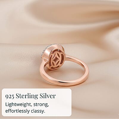 D’Joy Premium Mahenge Spinel, Diamond Ring in 18K Vermeil RG Over Sterling Silver (Size 10.0) 0.75 ctw