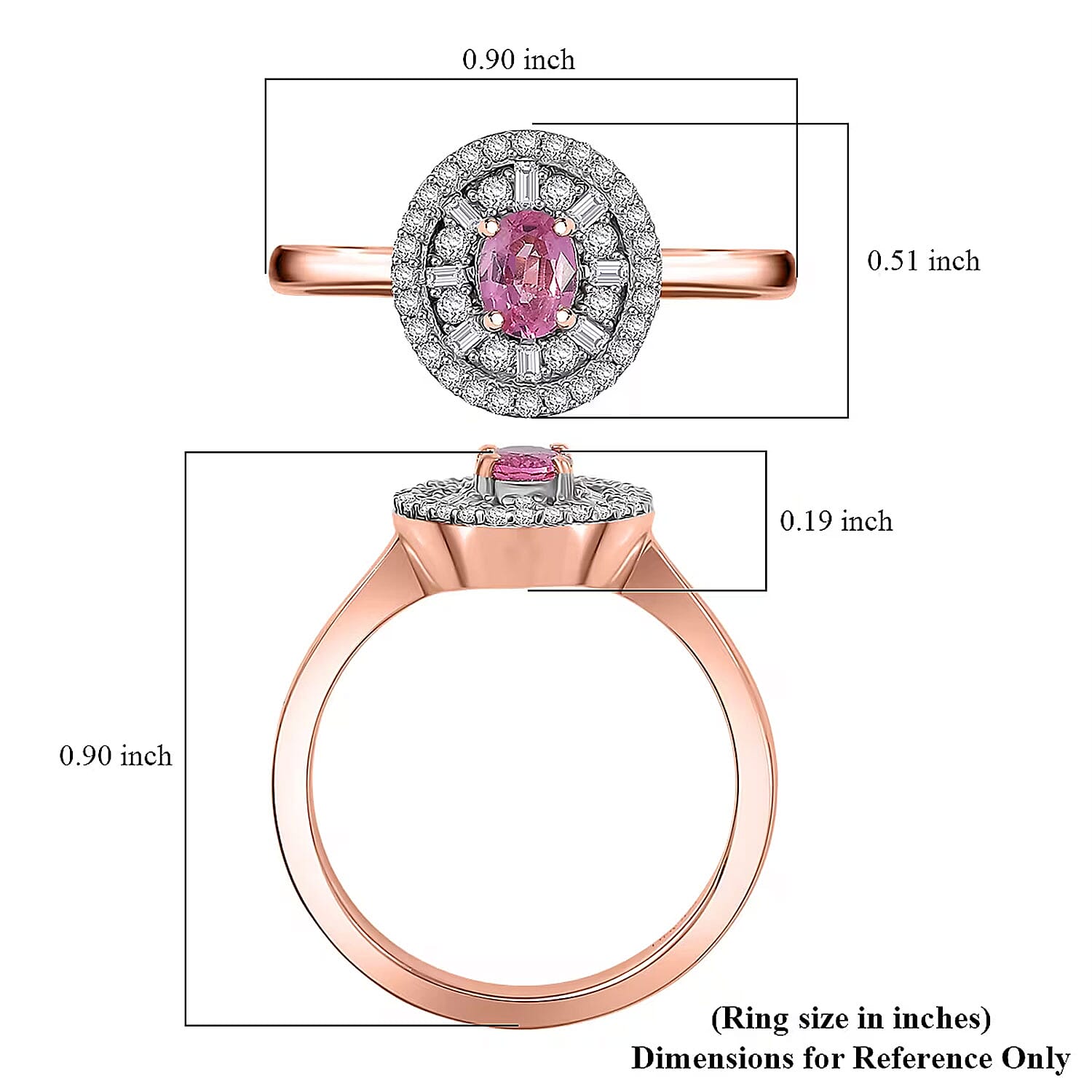 D'Joy Premium Mahenge Spinel and Diamond 0.75 ctw Regal Radiance Ring in 18K Vermeil Rose Gold Over Sterling Silver (Size 6.0)