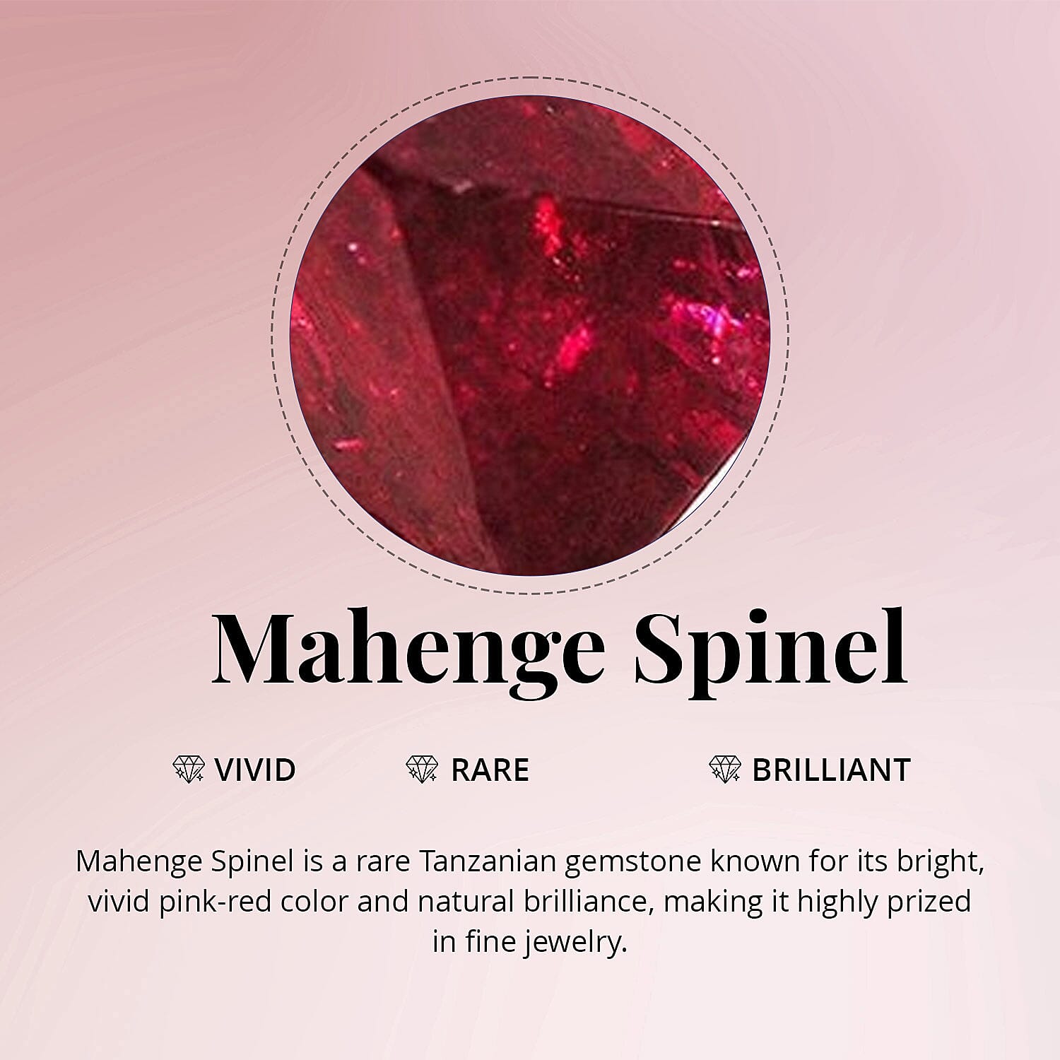 D'Joy Premium Mahenge Spinel and Diamond 0.75 ctw Regal Radiance Ring in 18K Vermeil Rose Gold Over Sterling Silver (Size 7.0)