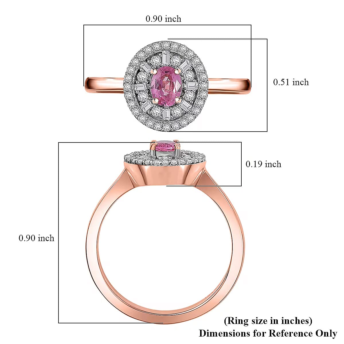D'Joy Premium Mahenge Spinel and Diamond 0.75 ctw Regal Radiance Ring in 18K Vermeil Rose Gold Over Sterling Silver (Size 7.0) image number 6