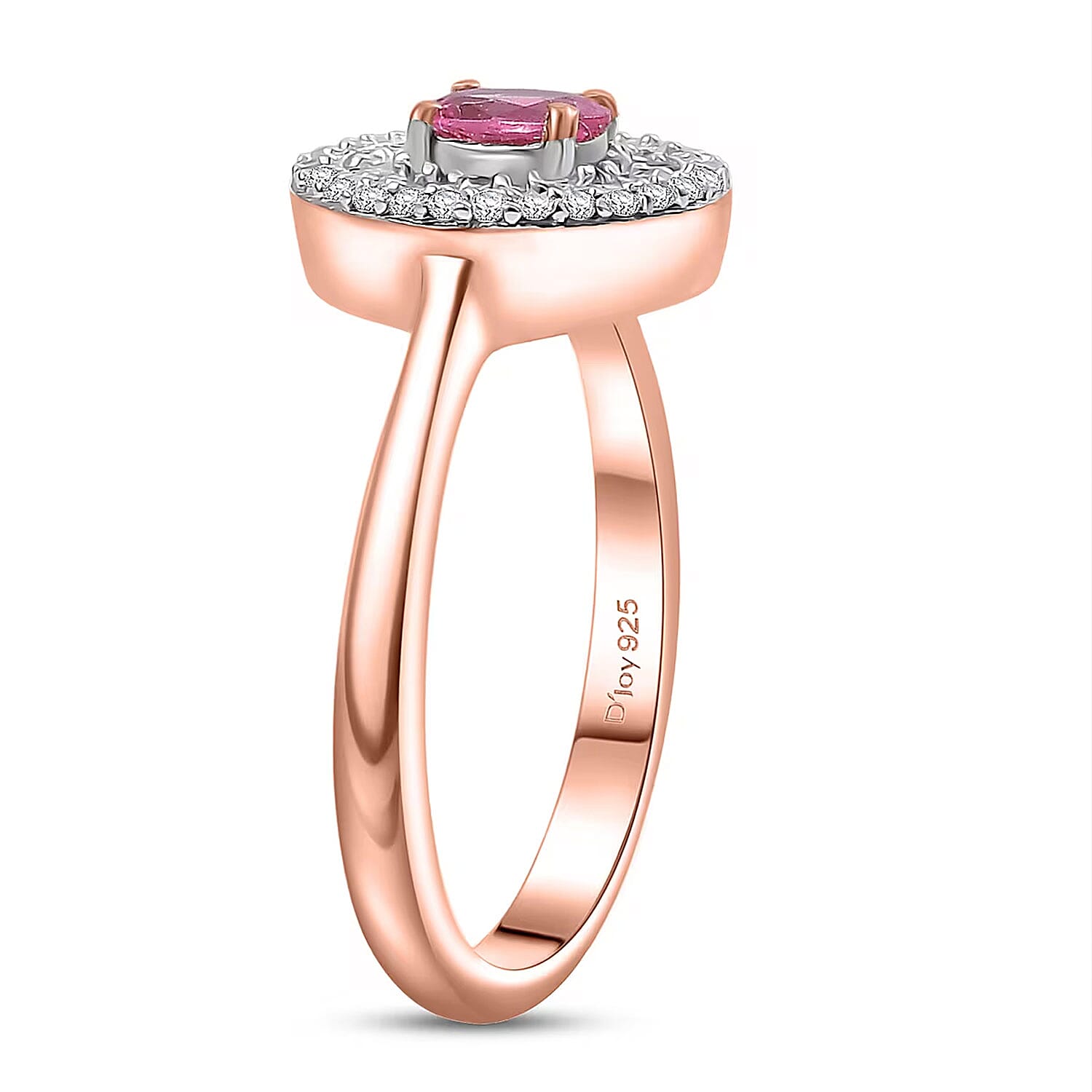 D'Joy Premium Mahenge Spinel and Diamond 0.75 ctw Regal Radiance Ring in 18K Vermeil Rose Gold Over Sterling Silver (Size 7.0)