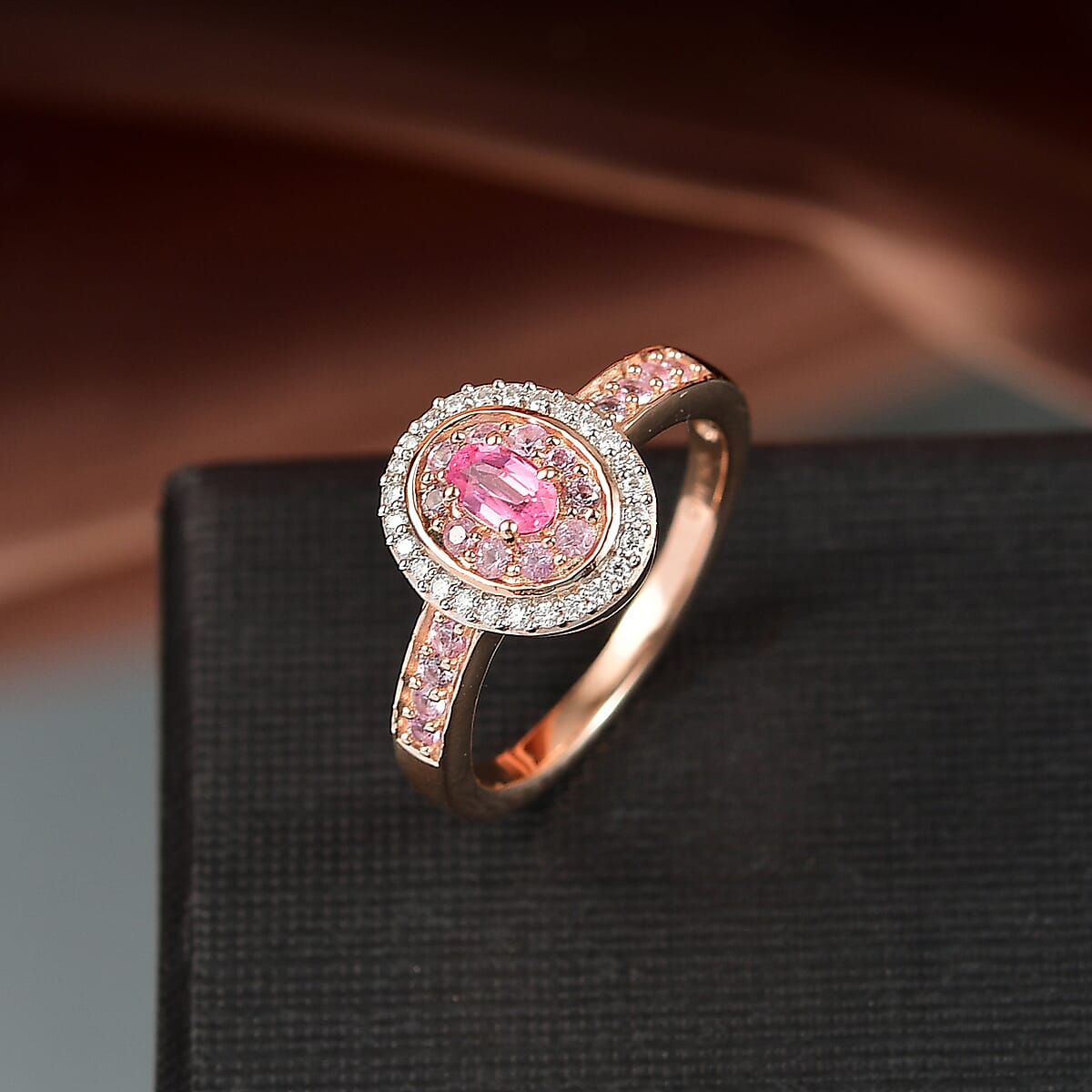 D'Joy Premium Mahenge Spinel, Multi Gemstone 0.80 ctw Rose Regalia Ring in 18K Vermeil Rose Gold Over Sterling Silver (Size 5.0) image number 1