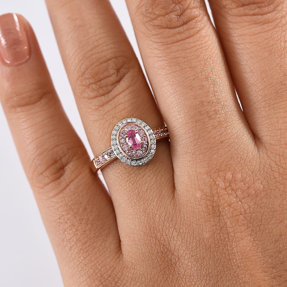 D'Joy Premium Mahenge Spinel, Multi Gemstone 0.80 ctw Rose Regalia Ring in 18K Vermeil Rose Gold Over Sterling Silver (Size 5.0) image number 2