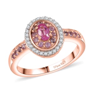 D’Joy Premium Mahenge Spinel and Multi Gemstone 0.80 ctw Rose Regalia Ring in 18K Vermeil Rose Gold Over Sterling Silver (Size 7.0)