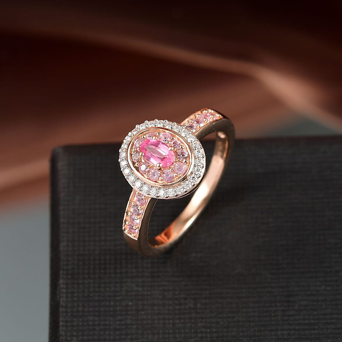 D’Joy Premium Mahenge Spinel and Multi Gemstone 0.80 ctw Rose Regalia Ring in 18K Vermeil Rose Gold Over Sterling Silver (Size 7.0) image number 1