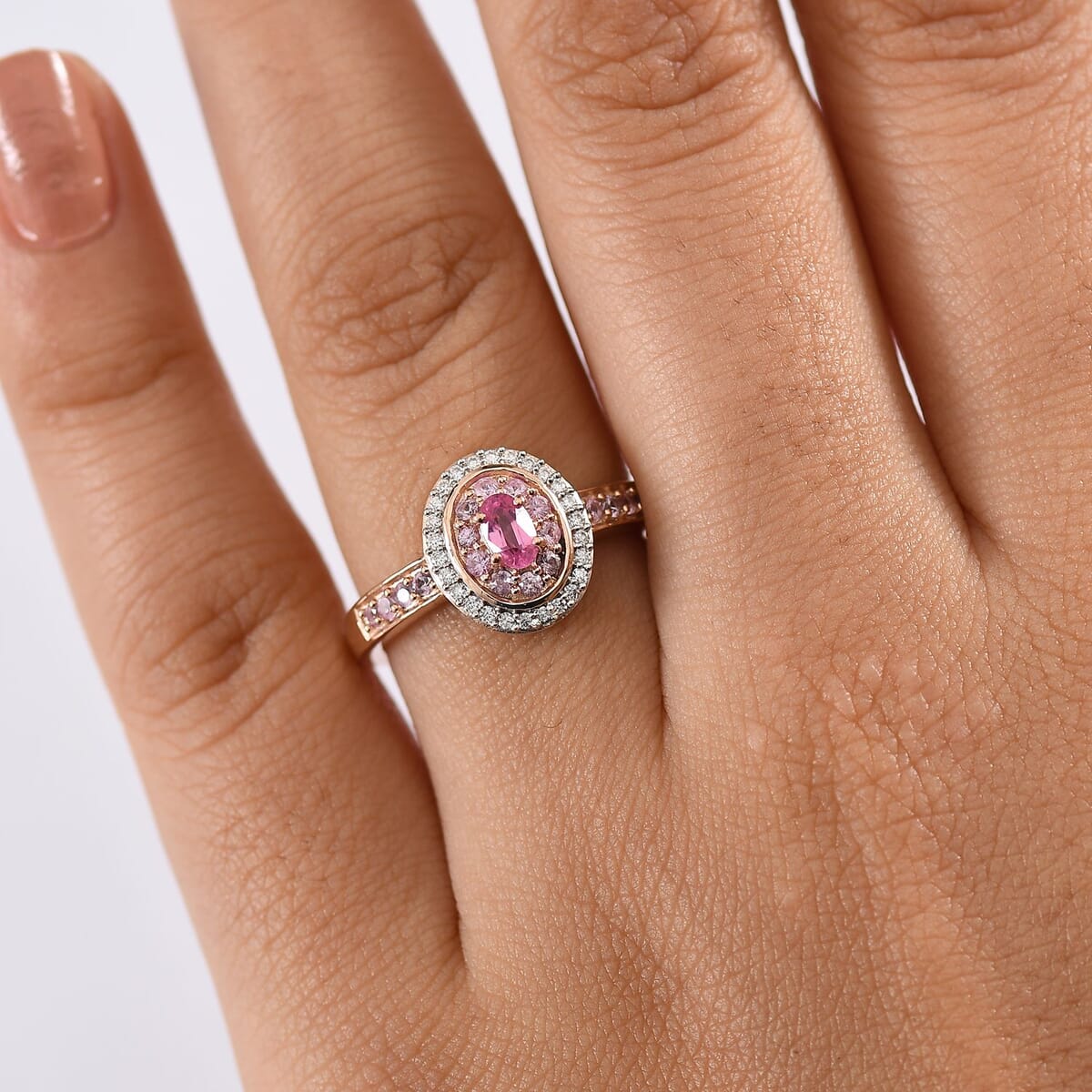 D’Joy Premium Mahenge Spinel and Multi Gemstone 0.80 ctw Rose Regalia Ring in 18K Vermeil Rose Gold Over Sterling Silver (Size 7.0) image number 2