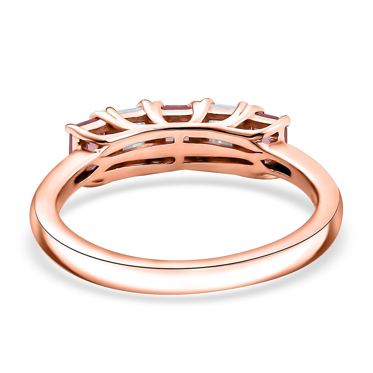 D'Joy Mahenge Spinel, Moissanite Ring in 18K Vermeil RG Over Sterling Silver 1.15 ctw (Size 7.0) image number 4