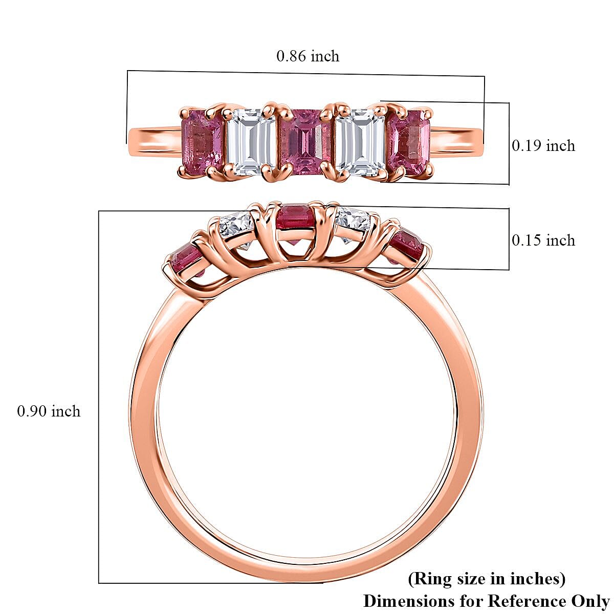 D'Joy Mahenge Spinel, Moissanite Ring in 18K Vermeil RG Over Sterling Silver 1.15 ctw (Size 7.0) image number 5