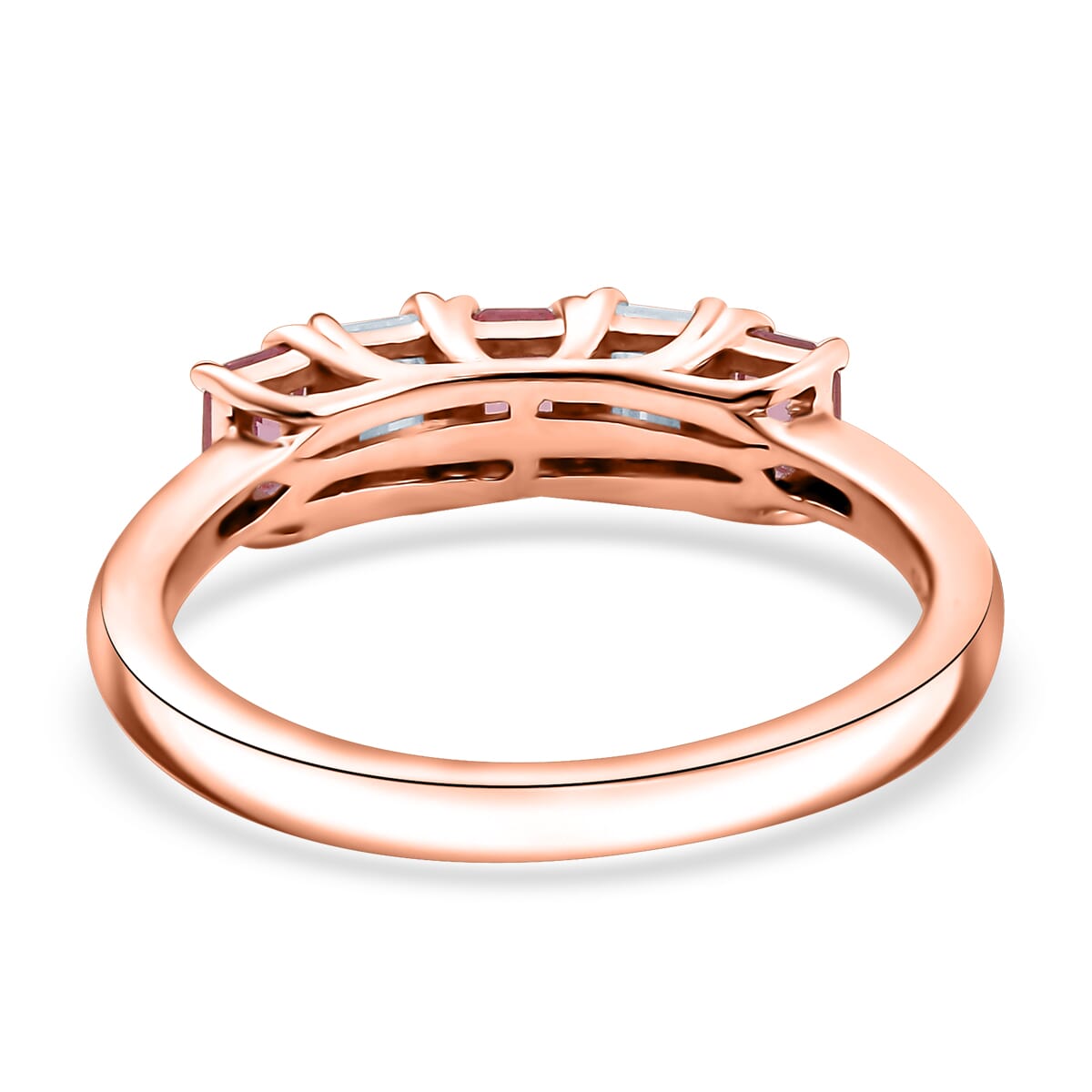 D’Joy Premium Mahenge Spinel, Moissanite 1.15 ctw 5 Stone Timeless Grace Ring in 18K Vermeil Rose Gold Over Sterling Silver (Size 8.0) image number 4