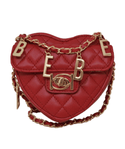 Closeout Bebe Red Quilted Faux Leather Heart Crossbody Bag