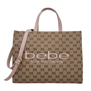 Closeout Bebe Brown and Blush Jacquard Tote