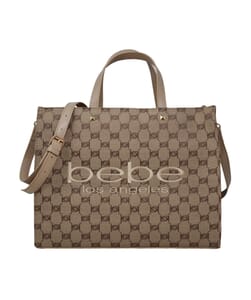 Closeout Bebe Brown and Beige Jacquard Tote