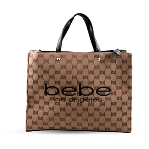 Closeout Bebe Brown and Black Jacquard Tote