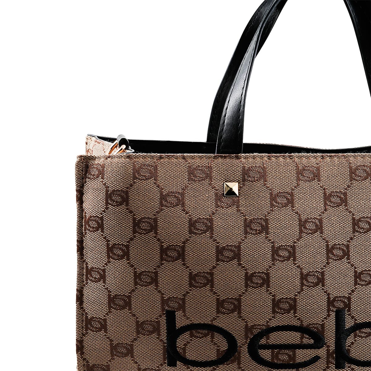 Closeout Bebe Brown and Black Jacquard Tote image number 4