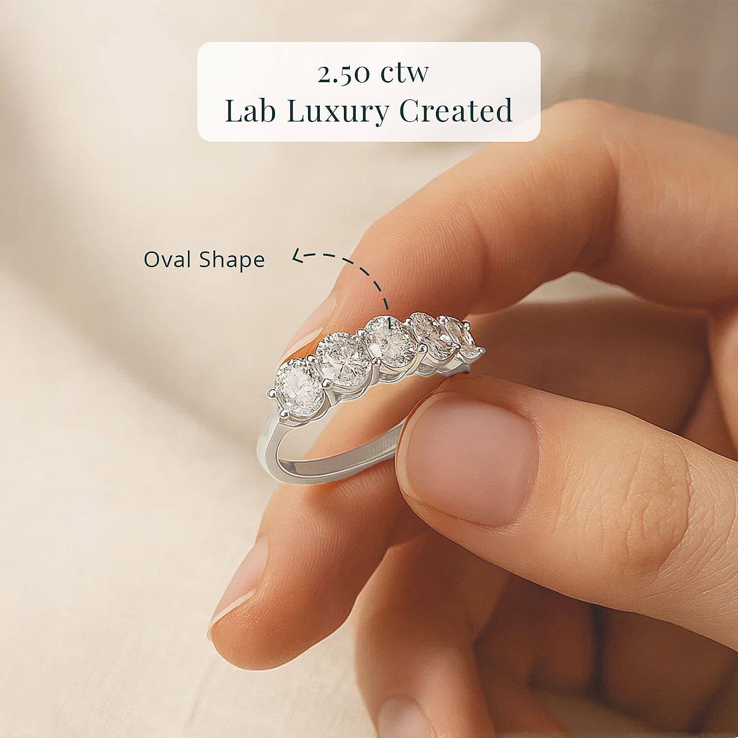 Luxuriant Lab Grown Diamond G VS 2.50 ctw Ring in 14K White Gold (Size 4.0) 4.10 Grams