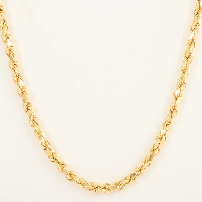 6.3mm Rope Chain Necklace in 10K Yellow Gold 20.9 Grams 26 Inches