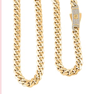 Simulated Diamond 0.66 ctw Monaco Chain Necklace in 10K Yellow Gold 25.37 Grams 22 Inches