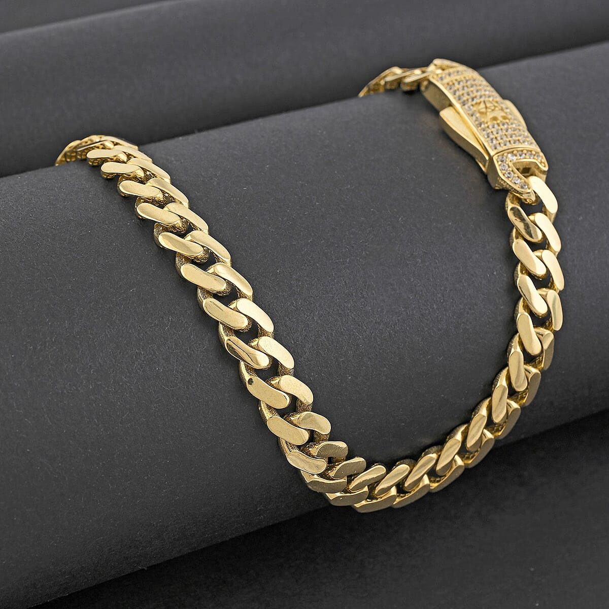 Simulated Diamond 0.66 ctw Monaco Chain Necklace in 10K Yellow Gold 25.37 Grams 22 Inches image number 1