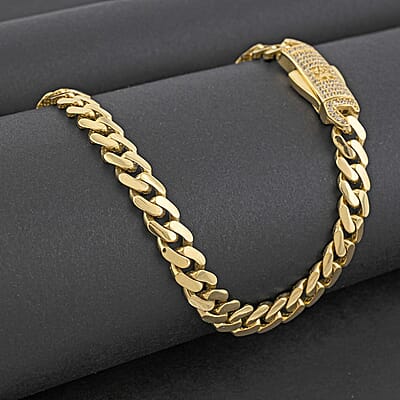 Simulated Diamond 0.66 ctw Monaco Chain Necklace in 10K Yellow Gold 25.37 Grams 22 Inches
