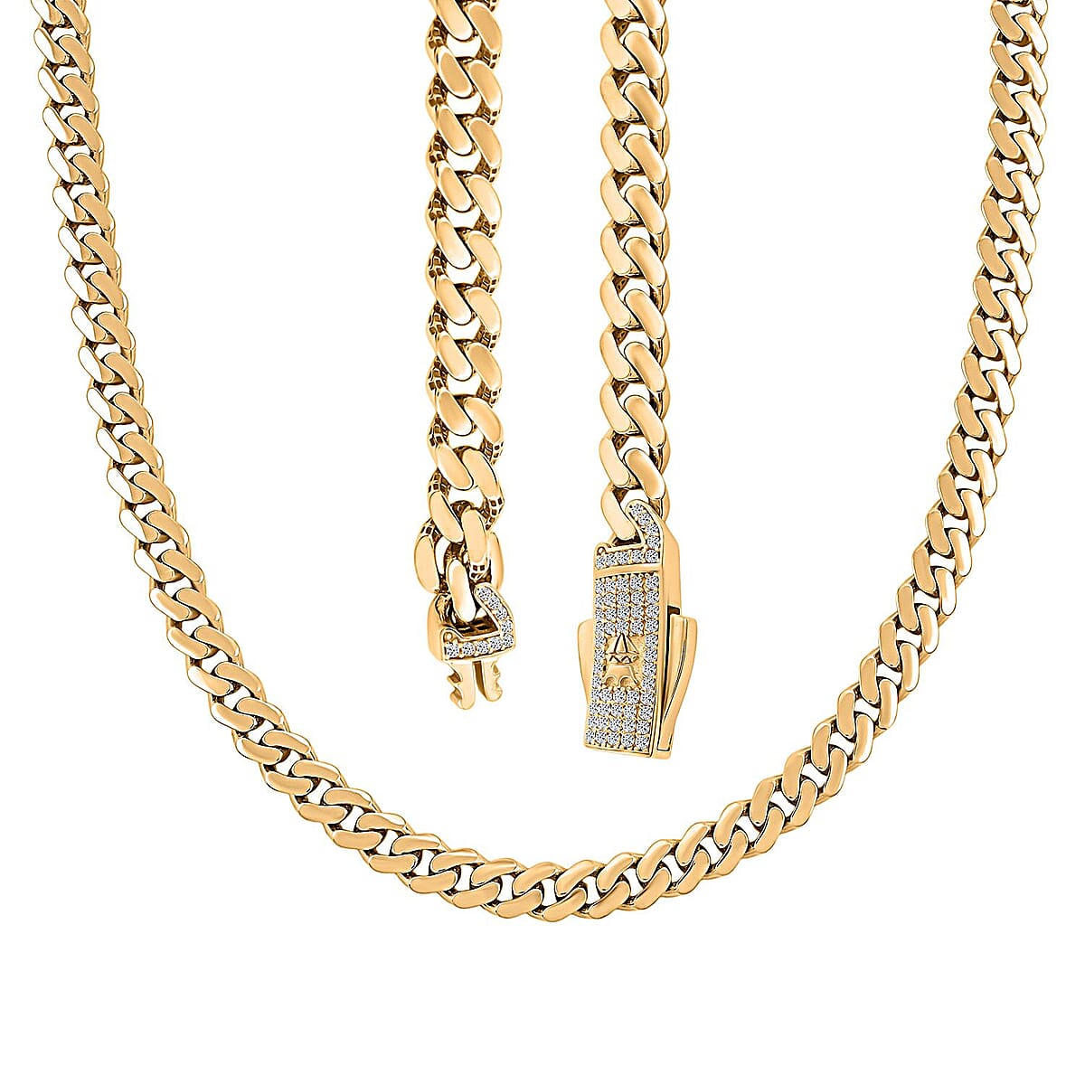 Simulated Diamond 0.66 ctw Monaco Chain Necklace in 10K Yellow Gold 25.37 Grams 22 Inches image number 3