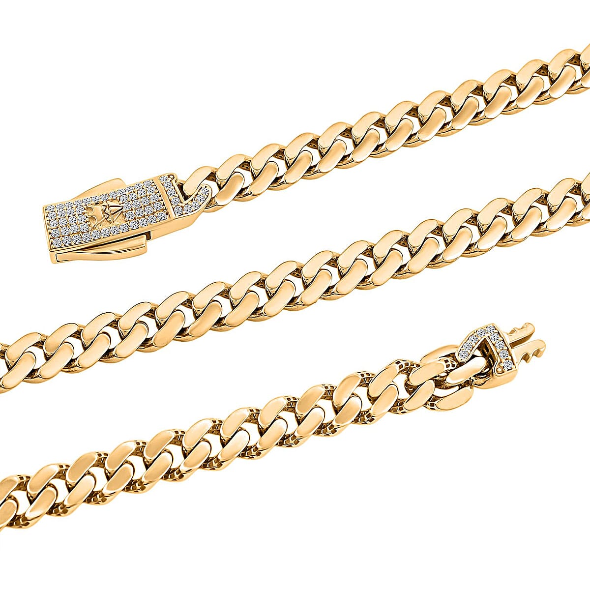 Simulated Diamond 0.66 ctw Monaco Chain Necklace in 10K Yellow Gold 25.37 Grams 22 Inches image number 4