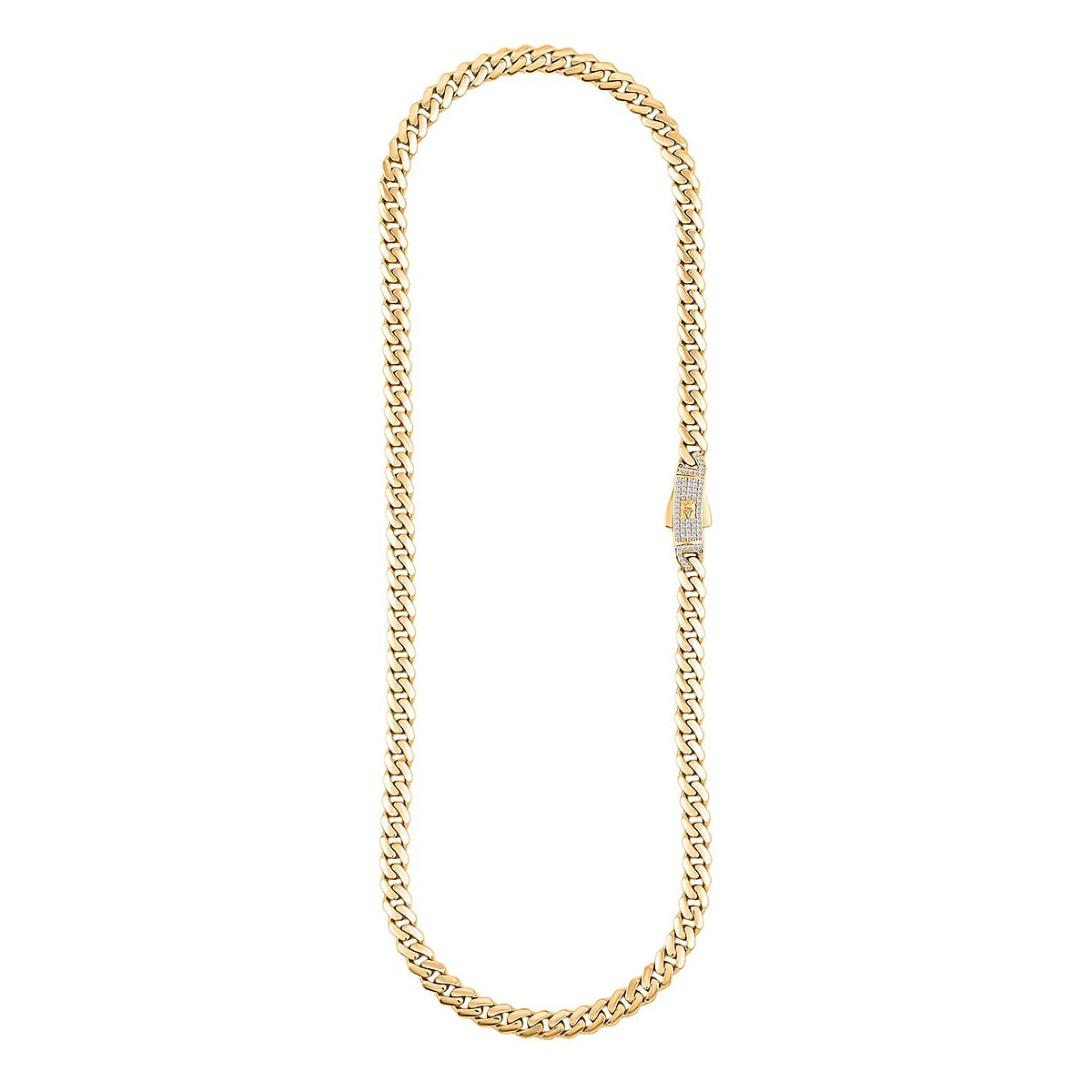 Simulated Diamond 0.66 ctw Monaco Chain Necklace in 10K Yellow Gold 25.37 Grams 22 Inches image number 5