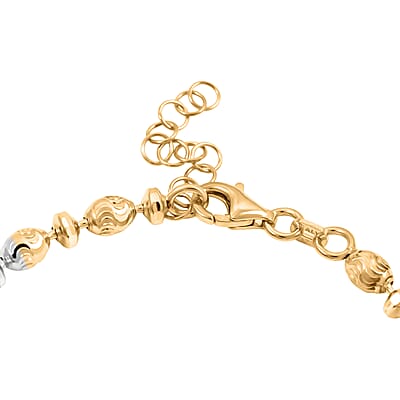 Italian 14K YRG Over and Sterling Silver Moon-cut Beaded Chain Bracelet (7.00 Inches) (5.91 Grams) (7.00 In)