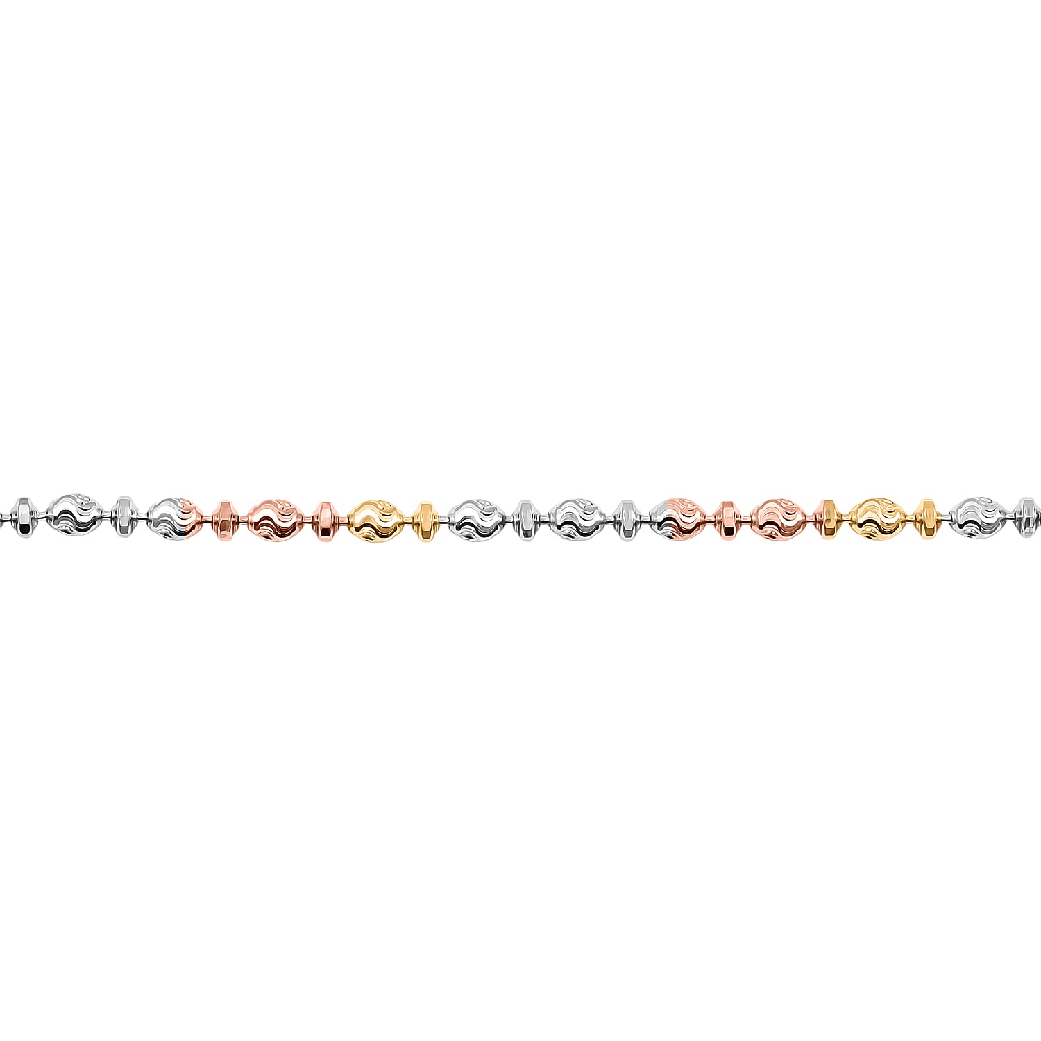 Italian 14K YRG Over and Sterling Silver Moon-cut Beaded Chain Bracelet (7.00 Inches) (5.91 Grams) (7.00 In)