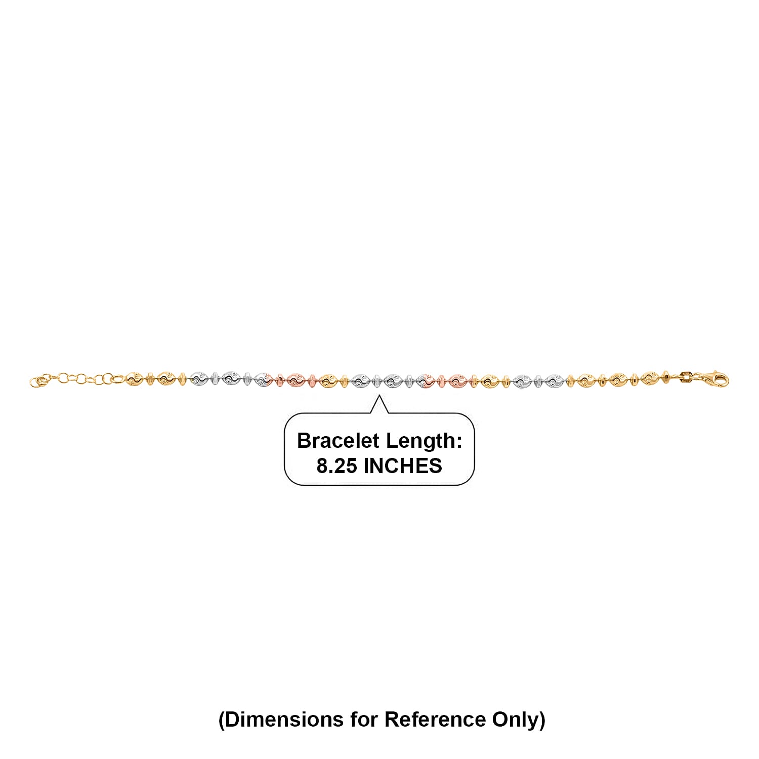 Italian 14K YRG Over and Sterling Silver Moon-cut Beaded Chain Bracelet (7.00 Inches) (5.91 Grams) (7.00 In)