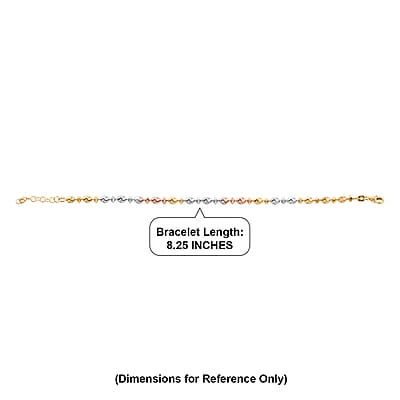 Italian 14K YRG Over and Sterling Silver Moon-cut Beaded Chain Bracelet (7.00 Inches) (5.91 Grams) (7.00 In)