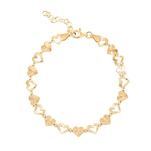Italian Radiant Hearts Chain Bracelet in 14K Yellow Gold Over Sterling Silver (7.00 In) 2.84 Grams