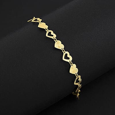 Italian Radiant Hearts Chain Bracelet in 14K Yellow Gold Over Sterling Silver (7.00 In) 2.84 Grams