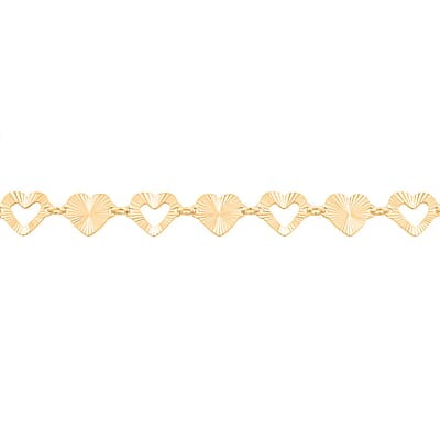 Italian Radiant Hearts Chain Bracelet in 14K Yellow Gold Over Sterling Silver (7.00 In) 2.84 Grams