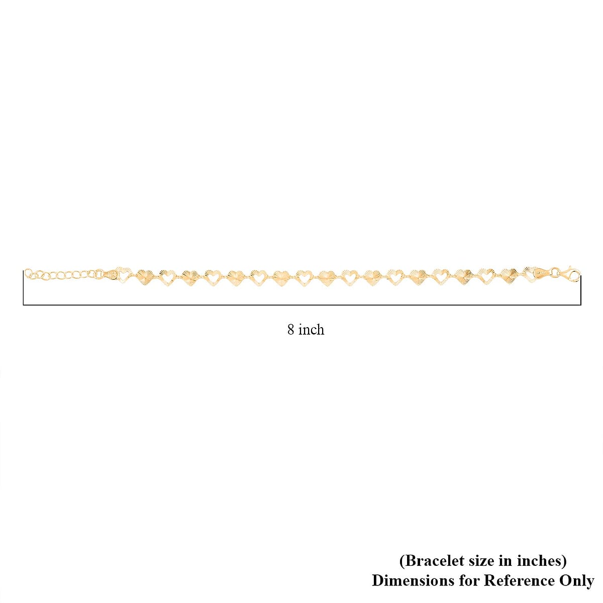 Italian Radiant Hearts Chain Bracelet in 14K Yellow Gold Over Sterling Silver (7.00 In) 2.84 Grams image number 5