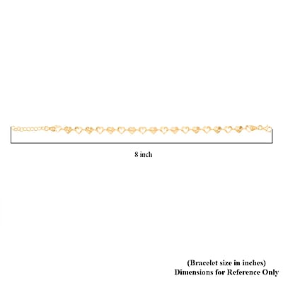Italian Radiant Hearts Chain Bracelet in 14K Yellow Gold Over Sterling Silver (7.00 In) 2.84 Grams
