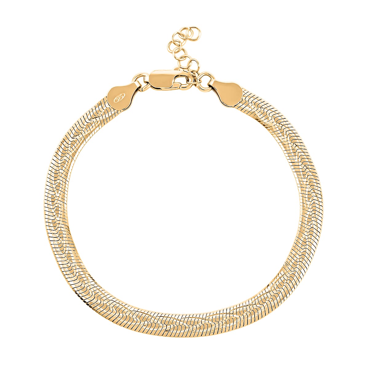 Italian Herringbone Chain Bracelet in 14K Yellow Gold Over Sterling Silver (7.00 In) 5.37 Grams image number 0