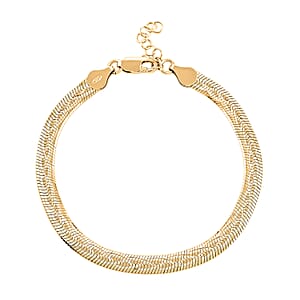 Italian Herringbone Chain Bracelet in 14K Yellow Gold Over Sterling Silver (7.00 In) 5.37 Grams