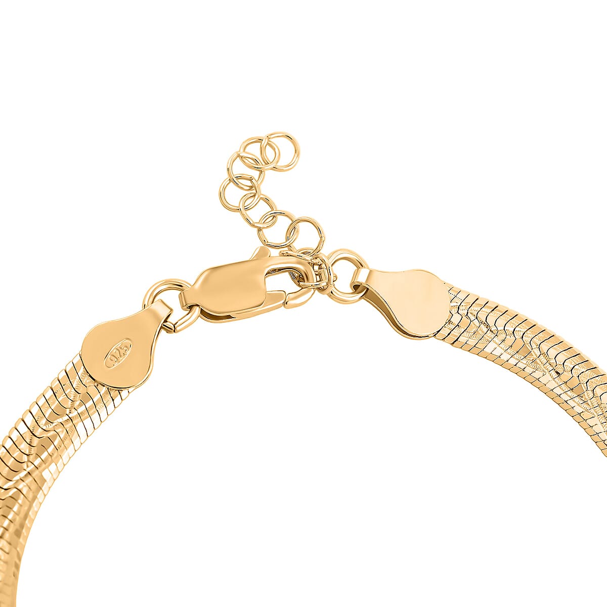 Italian Herringbone Chain Bracelet in 14K Yellow Gold Over Sterling Silver (7.00 In) 5.37 Grams image number 2