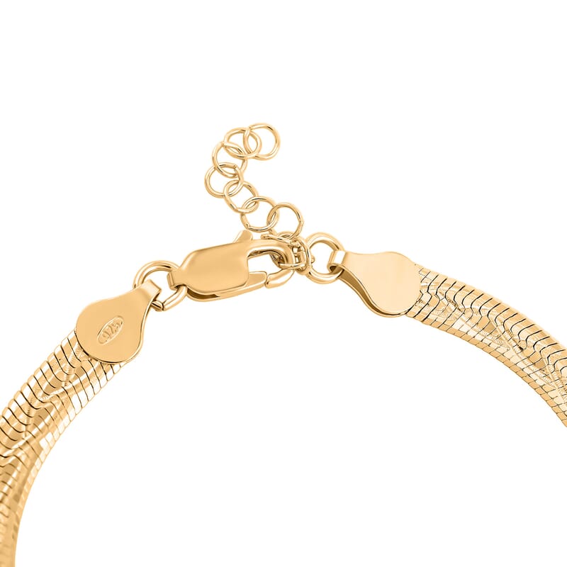 Italian Herringbone Chain Bracelet in 14K Yellow Gold Over Sterling Silver (7.00 In) 5.37 Grams