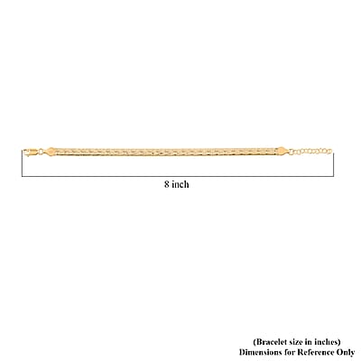 Italian Herringbone Chain Bracelet in 14K Yellow Gold Over Sterling Silver (7.00 In) 5.37 Grams