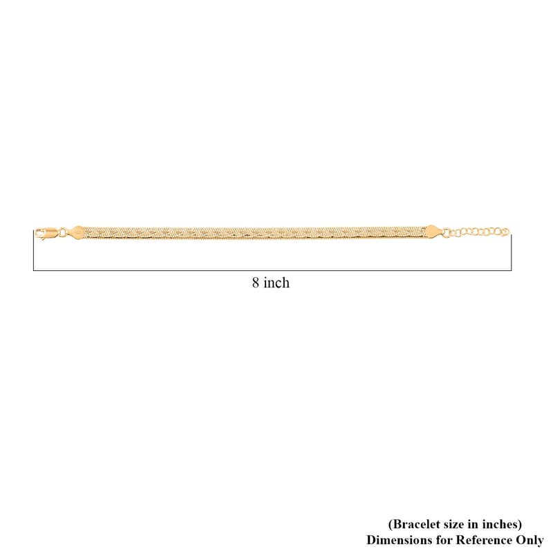 Italian Herringbone Chain Bracelet in 14K Yellow Gold Over Sterling Silver (7.00 In) 5.37 Grams