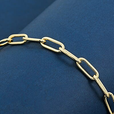 Italian Paper Clip Chain Bracelet in 14K Yellow Gold Over Sterling Silver (7.00 In) 5.50 Grams