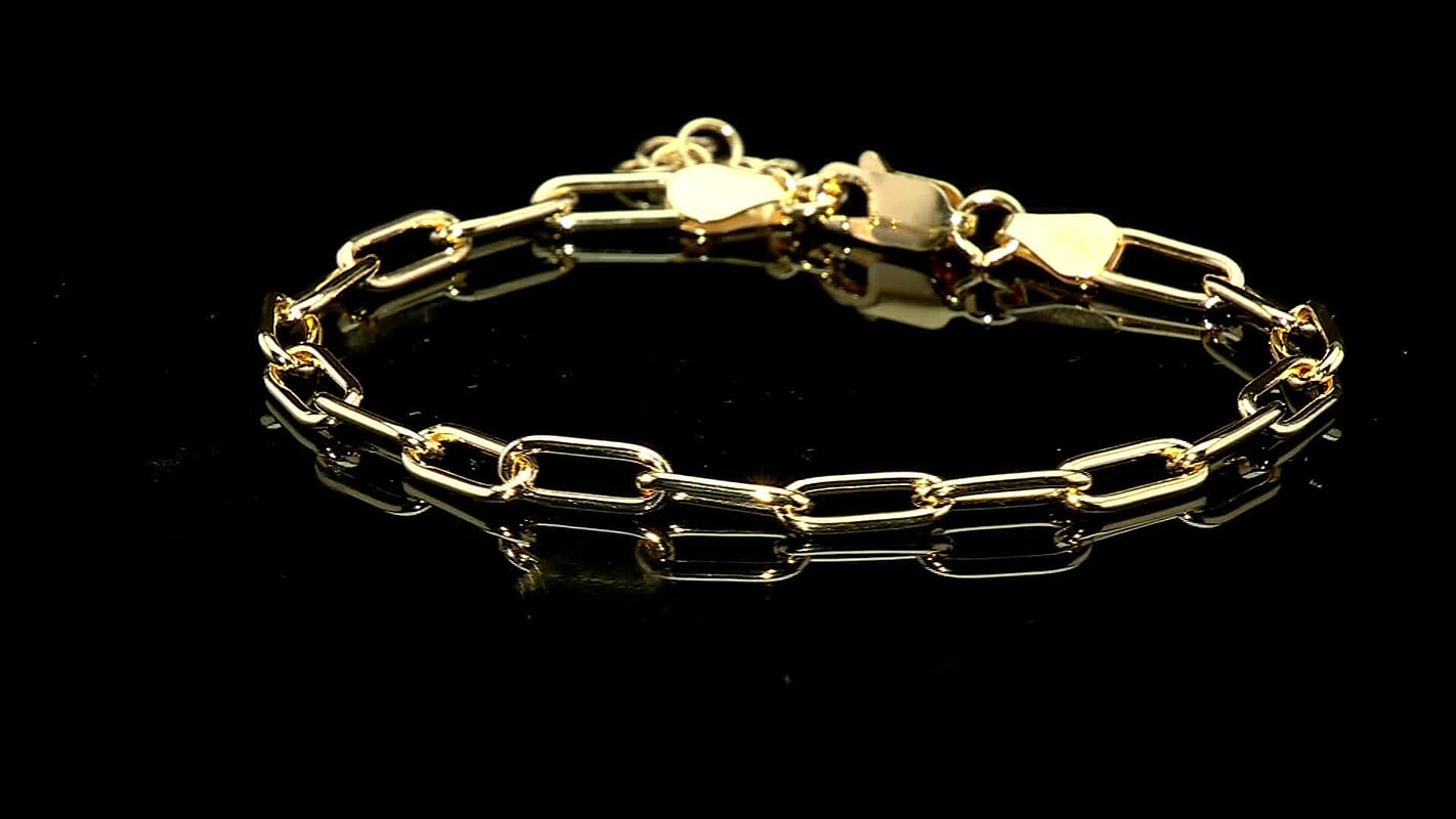 Italian 14K YG Over Sterling Silver Paper Clip Chain Bracelet (7.00 In) (5.50 g)